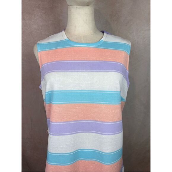 Vintage 60s/70s Pastel Striped Dress Mod MCM - Picture 2 of 7